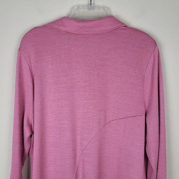 Soft Surroundings Size L Tamara Long Sleeve Asymmetrical Tunic Top Button Pink - Picture 6 of 12